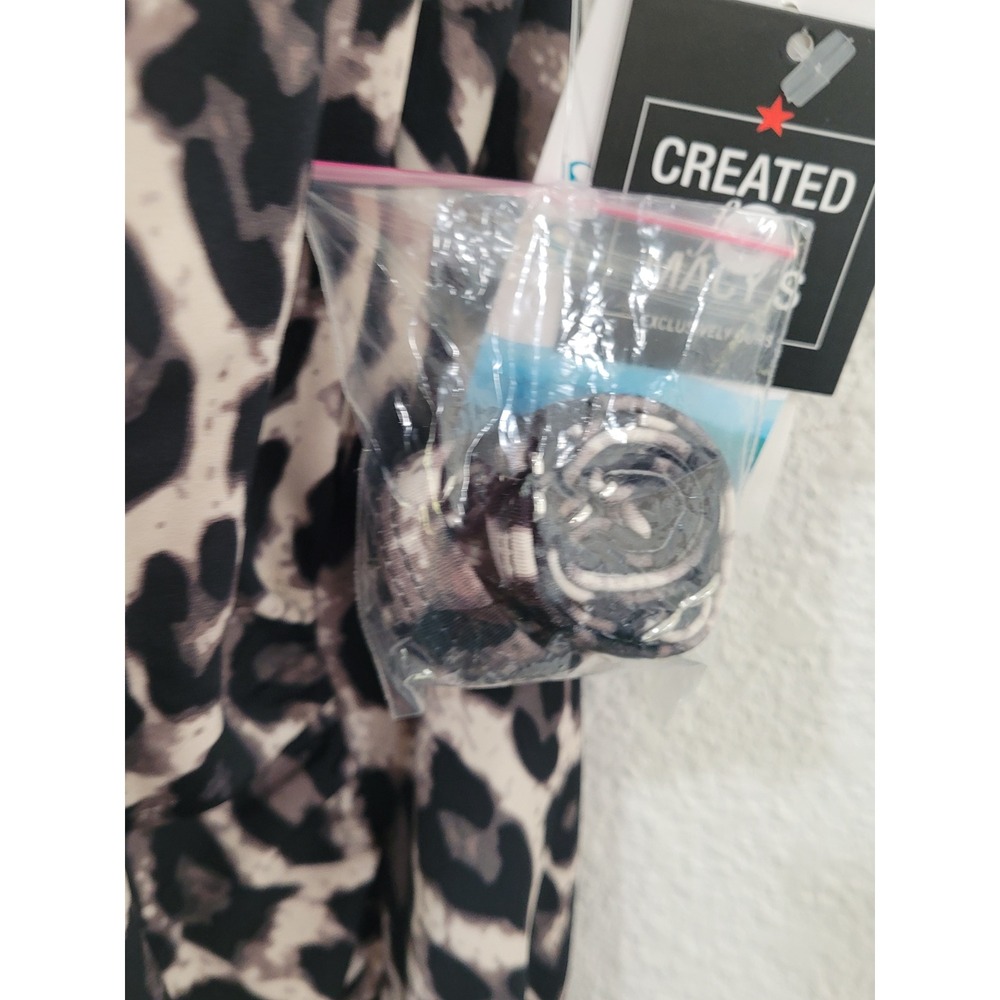 Swim Solutions Off Shoulder Leopard Print Ruffle‎ Swimsuit Black Multi 22W #18 - Picture 5 of 7